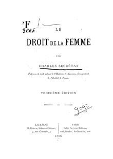 Le droit de la femme (3e édition) / par Charles Secrétan,...
