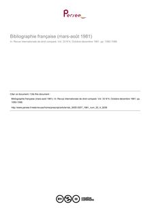 Bibliographie française (mars-août 1981) - table ; n°4 ; vol.33, pg 1060-1068