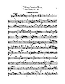 Partition clarinette 1, 2 (en B♭), Piano Concerto No.22, E♭ major