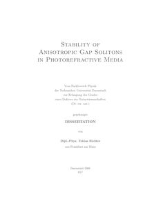 Stability of anisotropic gap solitons in photorefractive media [Elektronische Ressource] / von Tobias Richter
