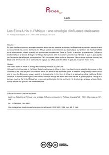 Les Etats-Unis et l Afrique : une stratégie d influence croissante - article ; n°2 ; vol.49, pg 301-316