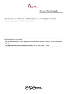 Révolution et finances. Réflexions sur un impossible bilan - article ; n°6 ; vol.40, pg 985-1000