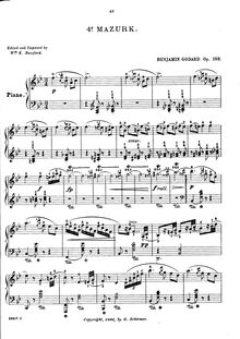 Partition , Mazurka,  de danses anciennes et modernes, Op.103, Godard, Benjamin