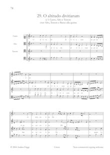 Partition Vocal et continuo score, O altitudo divitiarum à , Canto, Alto e ténor