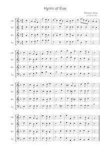 Partition complète & parties, Hymn of Eve (Uxbridge), Arne, Thomas Augustine