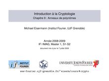Introduction a la Cryptologie Chapitre Anneaux de polynomes