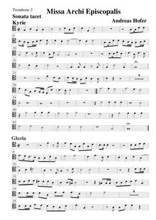 Partition Trombone 2, Missa Archi Episcopalis à 19, Hofer, Andreas