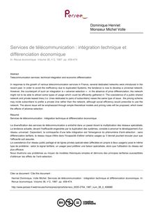 Services de télécommunication : intégration technique et différenciation économique - article ; n°2 ; vol.38, pg 459-474
