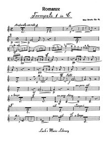 Partition trompette 1, 2 (C), Romanze pour viole de gambe et orchestre