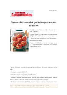 Tomates farcies au blé gratiné au parmesan et au basilic