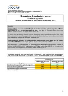 Observatoire des prix et des marges : Produits agricoles  - résultats de l’observation des prix et marges du mois de mai 2013