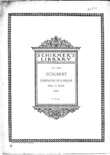 Partition complète, Symphony No.8, Unvollendete (Unfinished), B minor par Franz Schubert