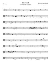 Partition ténor viole de gambe 2, alto clef, madrigaux pour 5 voix par  Cornelio Verdonch par Cornelio Verdonch