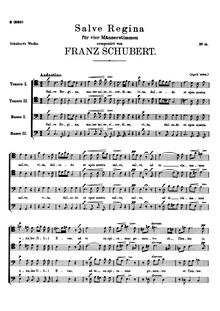 Partition Vocal score, Salve Regina, D.811 (Op.149), C major, Schubert, Franz