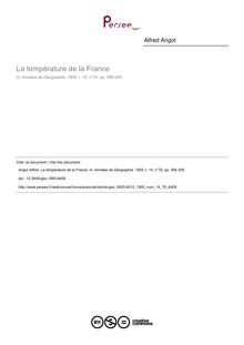 La température de la France - article ; n°76 ; vol.14, pg 296-309