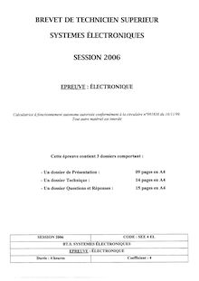 Electronique 2006 BTS Systèmes électroniques