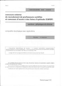 Composition de physique avec applications 2000 CAPES de physique-chimie CAPES (Externe)