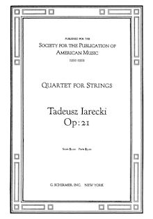 Partition complète, corde quatuor, Op.21, Jarecki, Tadeusz