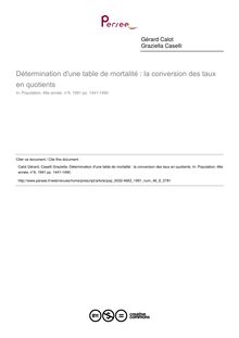 Détermination d une table de mortalité : la conversion des taux en quotients - article ; n°6 ; vol.46, pg 1441-1490