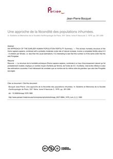 Une approche de la fécondité des populations inhumées. - article ; n°3 ; vol.6, pg 261-268
