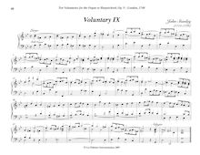 Partition Voluntary IX (G minor), Bénévoles Op. V, Stanley, John