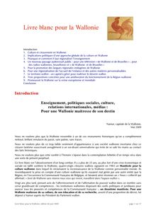 Livre blanc pour la Wallonie, phase 2, mai 2009