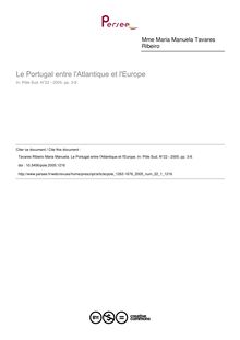 Le Portugal entre l Atlantique et l Europe - article ; n°1 ; vol.22, pg 3-9