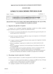 Biochimie et Physiologie 2003 BTS Diététique