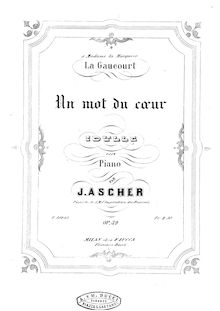 Partition complète, Un mot du coeur Op.39, Idylle pour piano, Ascher, Joseph