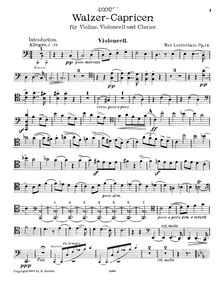 Partition de violoncelle, Waltz-Caprices, Op.14, Laurischkus, Max