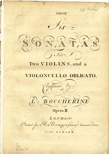 Partition violon 1, 6 corde Trios, G.77-82, Boccherini, Luigi par Luigi Boccherini