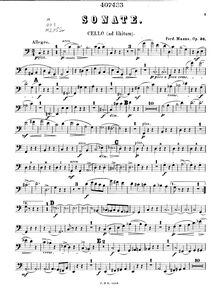 Partition de violoncelle, Sonata pour Piano 4-mains avec Either violon ou violoncelle, Op.36