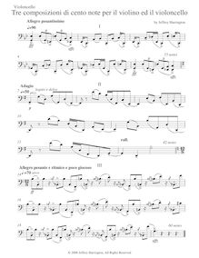 Partition de violoncelle, 3 Composizioni di cento note