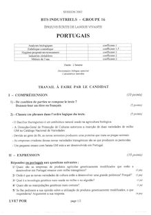 Portugais 2002 BTS Analyses biologiques
