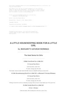 A Little Housekeeping Book for a Little Girl - Margaret s Saturday Mornings