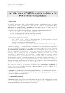 Introduction du Portfolio dans la pédagogie du DES de médecine ...