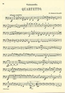 Partition violoncelle, corde quatuor No. 9 en G minor, D.173, Schubert, Franz