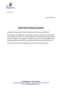 RÉACTION DE NICOLAS SARKOZY 