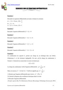 Exercices sur les équations différentielles 1