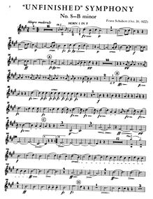 Partition cor 1 (F), Symphony No.8, Unvollendete (Unfinished), B minor