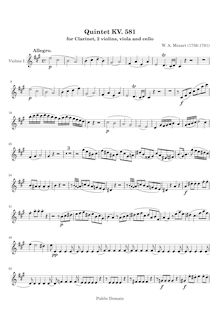 Partition violon 1 (avec useful page-turns), clarinette quintette