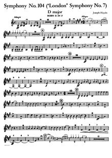 Partition cor 2 en F (transposed), cor 2 en D,G (original), Symphony No. 104