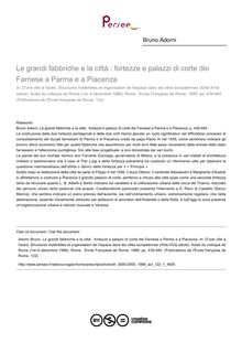 Le grandi fabbriche e la città : fortezze e palazzi di corte dei Farnese a Parma e a Piacenza - article ; n°1 ; vol.122, pg 439-484