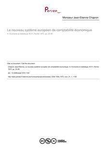Le nouveau système européen de comptabilité économique - article ; n°1 ; vol.31, pg 23-38