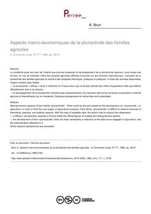 Aspects macro-économiques de la pluriactivite des familles agricoles  - article ; n°1 ; vol.171, pg 38-47