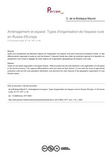 Aménagement et espace: Types d organisation de l espace rural en Russie d Europe - article ; n°1 ; vol.119, pg 45-45
