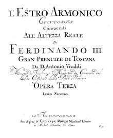 Partition violons II (ripieno), violon Concerto, D major, Vivaldi, Antonio