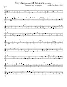 Partition ténor viole de gambe, octave aigu clef, Rimes francaises et italiennes par Jan Pieterszoon Sweelinck