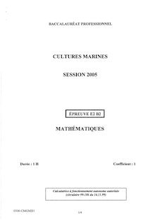 Mathématiques 2005 Bac Pro - Cultures marines