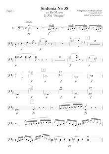 Partition bassons 1, 2, Symphony No.38, Prague Symphony, D major